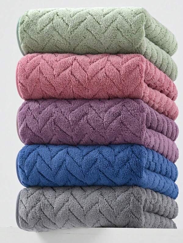 A Wheat Pattern Towel Bath Towel, Modern Simple Polyester Rectangular Knitted Jacquard Details Of Water Absorption Is Not Easy To Shed Soft And Delicate Feel Suitable For The Bathroom Gift Shop
